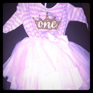 Pink, white and Gold one year old toddler tutu!